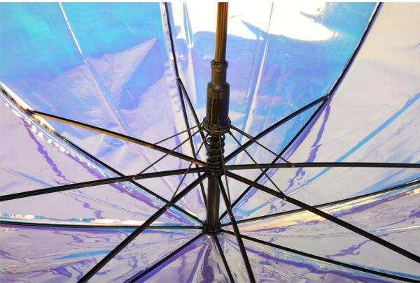 46" Clear Holographic Iridescent Umbrellas Wholesales - Image 2