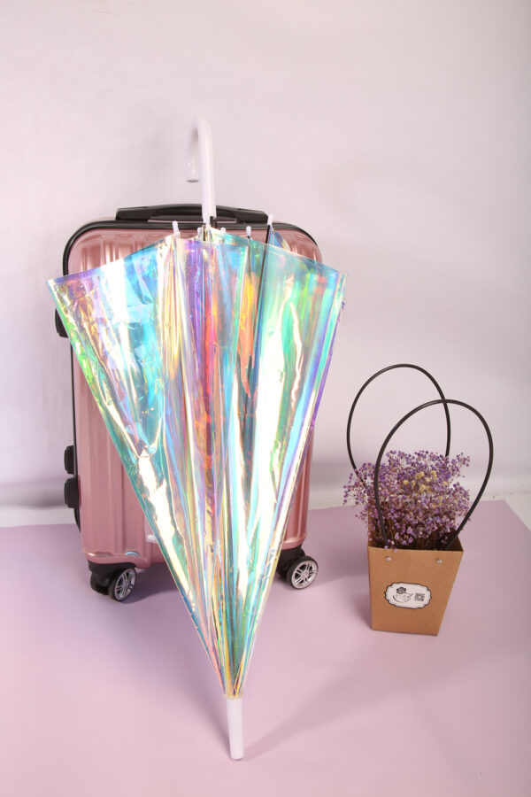 46" Clear Holographic Iridescent Umbrellas Wholesales - Image 4