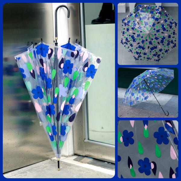 46" clear umbrella with flowers wholesale and bulk - Image 2