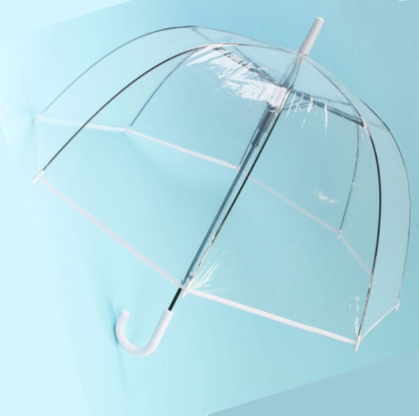 custom cheap clear bubble umbrella with white piping in bulk 46"