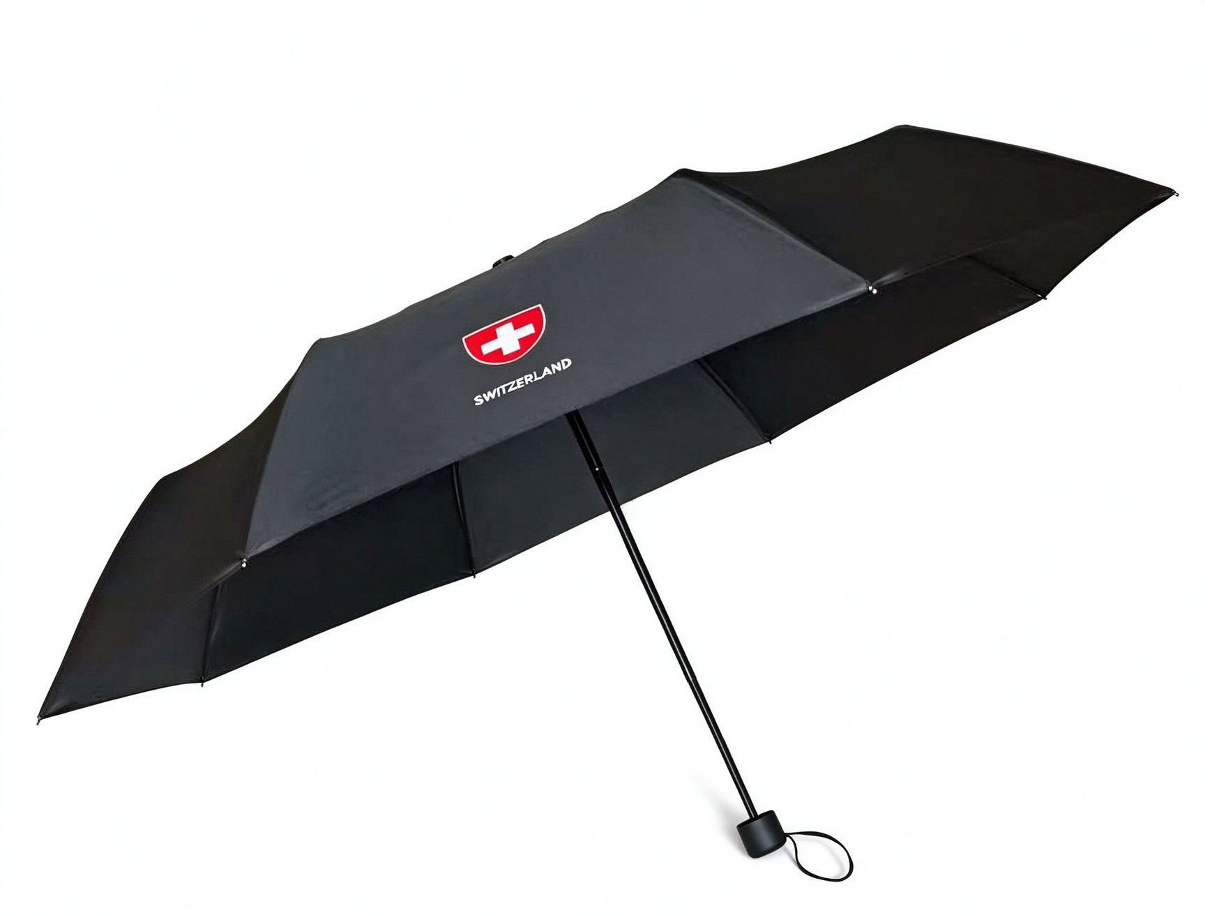 Folding umbrella with Switzerland logo printed on canopy