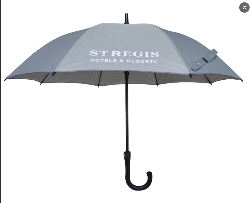 Gray St. Regis umbrella with black curved handle