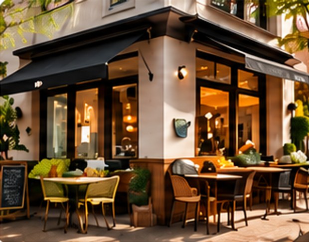 Street-side cafe with outdoor seating