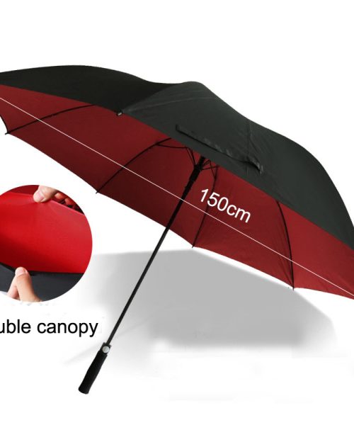68 inch golf umbrellas double canopy black with red