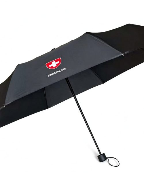 Folding umbrella with Switzerland logo printed on canopy